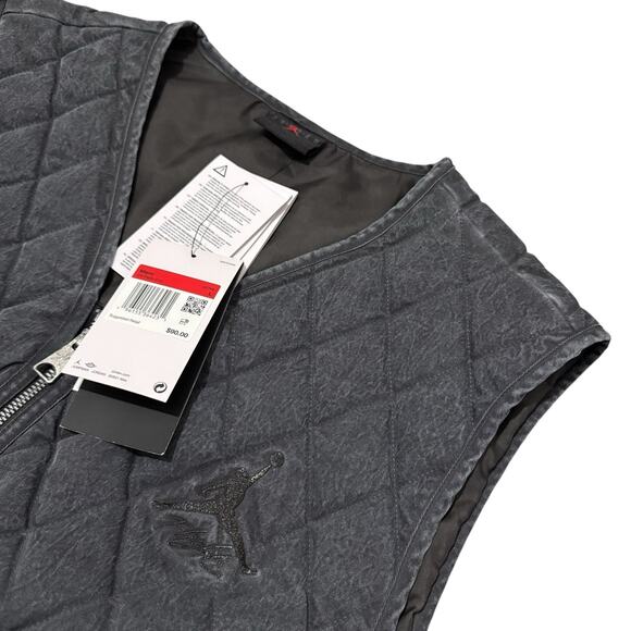 Nike Jordan Flight Heritage Insulated Vest Grey Black Men's Sz Large DV7565-010 - Picture 2 of 7